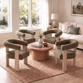 thumbnail image 4 of Usaint 25" Oversized Barrel Accent Chairs, Upholstered Chenille Chairs, Cozy Reading Chairs for Living Room, Bedroom & Apartment, Set of 2, Brown, 4 of 11