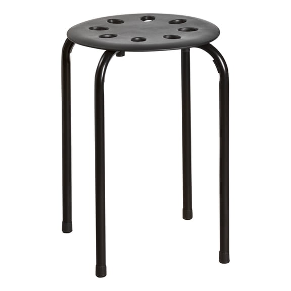 Norwood Commercial Furniture Black Plastic Stack Stool w/ Black Legs Pack of 5