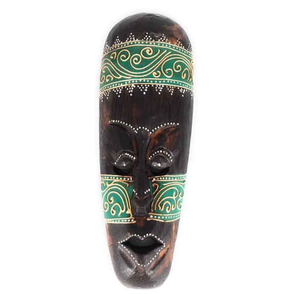 Tribal Tiki Mask 12" Green - Tattoo Primitive Art | #wib370130g
