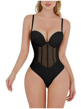 Women's Body Wrap 44003 The Strapless Pinup Bodysuit with Bra Cup (Black  XL) 