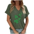 thumbnail image 3 of HongQid St Patricks Day Shirt Women V Neck Funny St Paddys Day T-Shirt Irish Graphic Short Sleeve Tee, 3 of 4