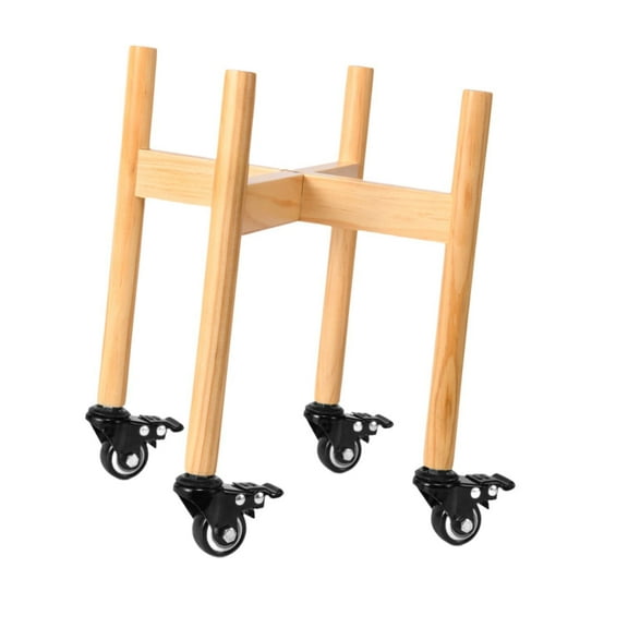 yotijay Plant Stand with Wheels Mobile Pot Rack Wood Potted Plant Holder Planter Support Wood Color