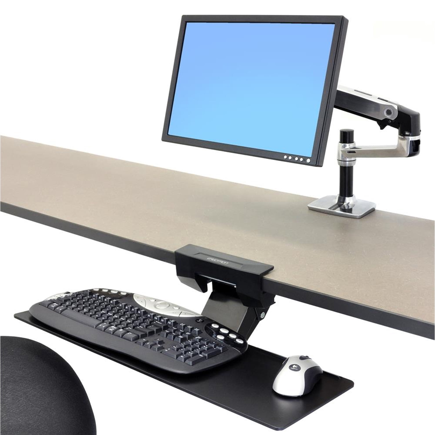 Ergotron Neo-Flex Adjustable Ergonomic Arm Underdesk Mount Keyboard Tray, Black