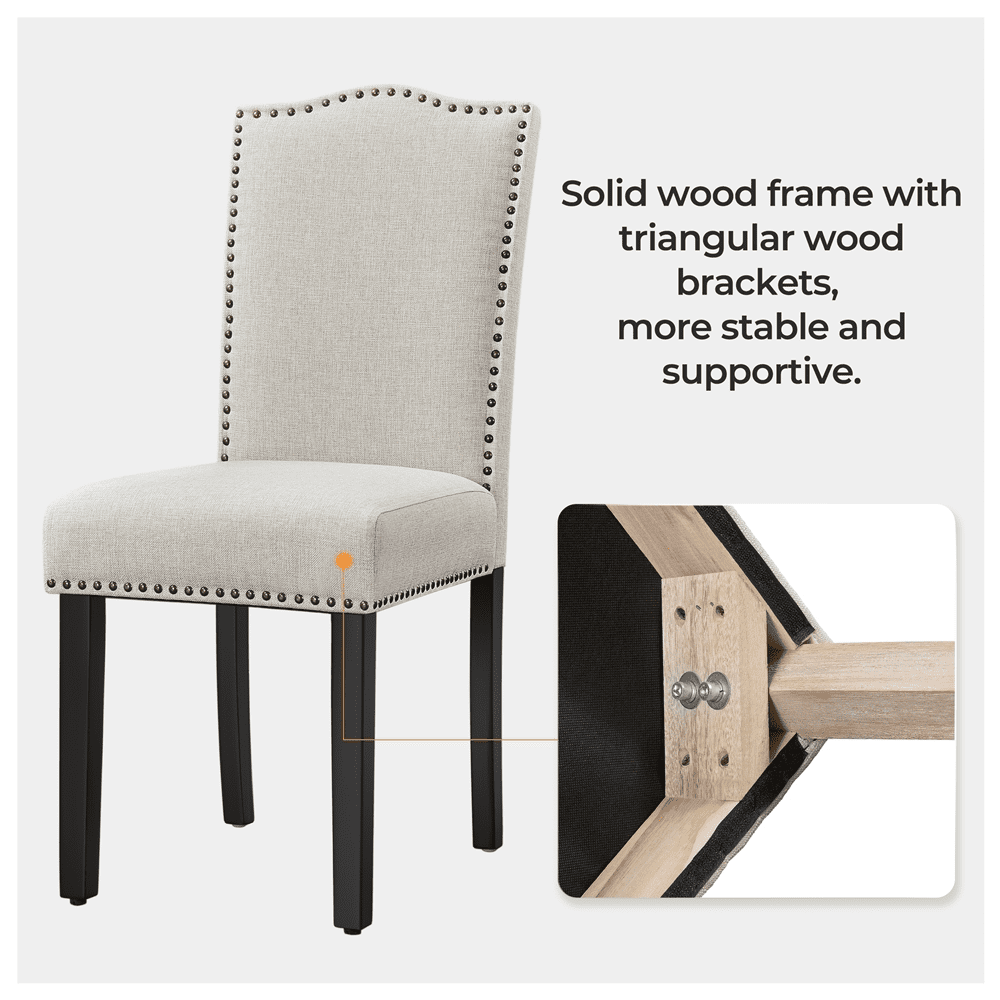 Alden Design Modern Fabric Upholstered Dining Chairs for Kitchen, Beige