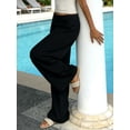 thumbnail image 4 of Women Wide Leg Palazzo Pants Summer Foldover Lounge Trousers Beach Vacation Travel Clothes, 4 of 6