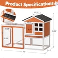 thumbnail image 3 of Pefilos 47" Deluxe Wooden Chicken Coop Hen House, Rabbit Wood Hutch, Indoor Outdoor Bunny Cage with Run, No Leak Tray and UV Panel, Natural, 3 of 11