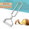 thumbnail image 4 of Rallador Cuchillo pelador de frutas 2 en 1 de acero inoxidable, para melones, para preparar verduras sin esfuerzo y rallar queso, plateado, una sola pieza Rkxzt, 4 of 7