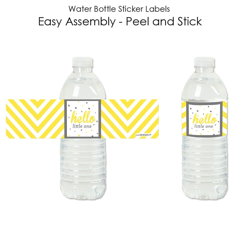 Big Dot of Happiness Hello Little One - Yellow and Gray - Neutral Baby  Shower Water Bottle Sticker Labels - Set of 20