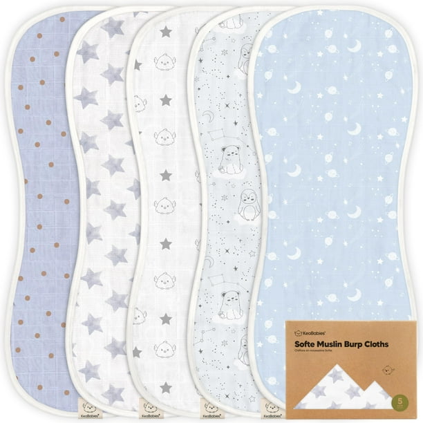 Towel KeaBabies, paños suaves de muselina para eructos, 21 x 25 cm, paquete de 5