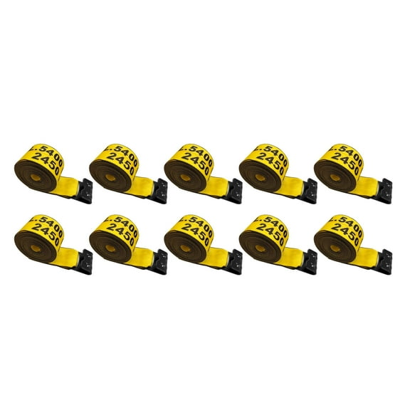 Mega Cargo Control 10 Pack Heavy Duty 4" x 30' Winch Tie Down Strap W/ Flat Hook WLL: 5400lbs Yellow