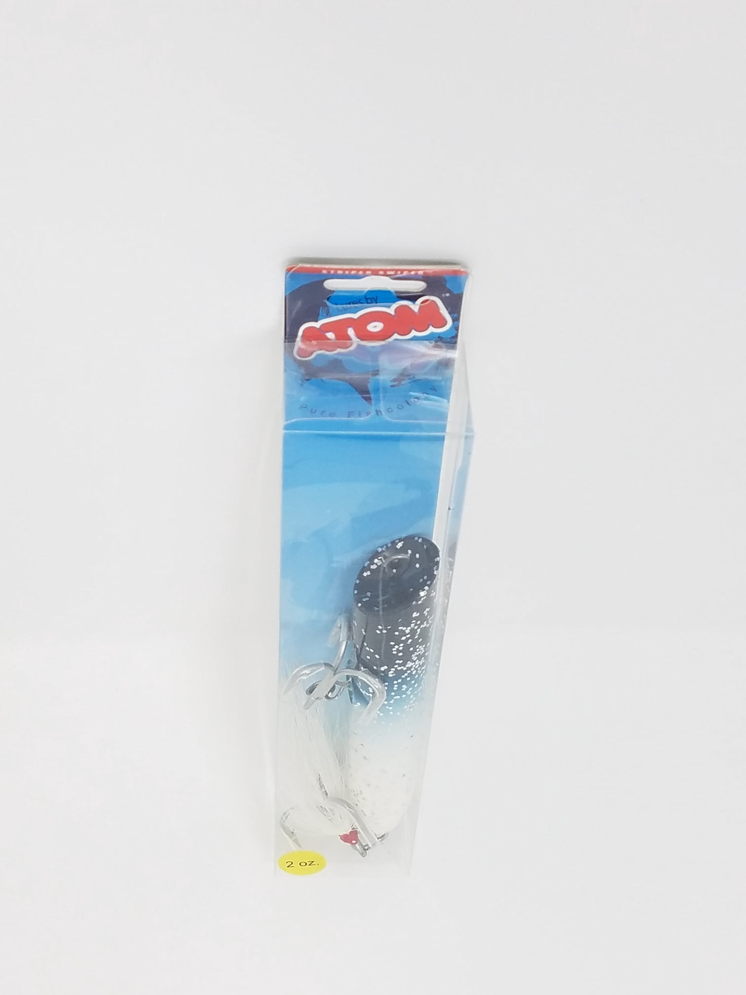 Atom Freshwater 2 oz Striper Swiper, Top Water Hard Bait, Popper Fishing Lure, Blue Silver, Lakes.