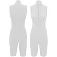 thumbnail image 3 of Body deportivo atlético de Color liso para mujer, pantalones cortos sin mangas con media cremallera frontal, mono, leotardo, Yoga, ciclismo, gimnasios y Fitness, 3 of 5