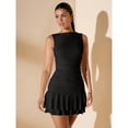 thumbnail image 6 of Women Plain Sleeveless Ruched & Pleated Mini Dress, Tight-Fitted Layered Bodycon for Summer Autumn Winter, Pastel Dresses, 6 of 10