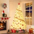 thumbnail image 1 of 6ft/7.5ft Pre-Lit Laser White Artificial Christmas Tree with Warm White LEDs, Easy Assembly & Foldable Metal Base, Holiday Pine Tree Decor for Home & Office, 1 of 9