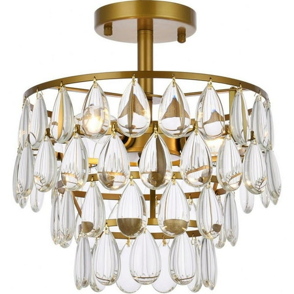 3 Light Flush Mount in Contemporary Style-12 inches Tall and 12 inches Wide-Brass Finish Bailey Street Home 390-Bel-5046971