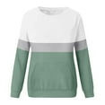 thumbnail image 4 of CLOISE Womens Sweatshirt Colorblock Oversized Sweatshirts Round Neck Long Sleeve Hoodies Shirts Green Drop Shoulder Basic Blouses With Pockets Fall Soft Y2k Outfits L, 4 of 5