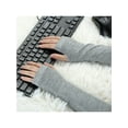 thumbnail image 5 of INSPIRE CHIC Women's Fingerless Thumbhole Solid Stripe Gothic Long Knitted Gloves Light Gray, 5 of 6