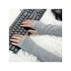 thumbnail image 5 of Guantes de punto largos sin dedos para mujer Inspire Chic con agujero para el pulgar, rayas sólidas, gris claro, 5 of 6