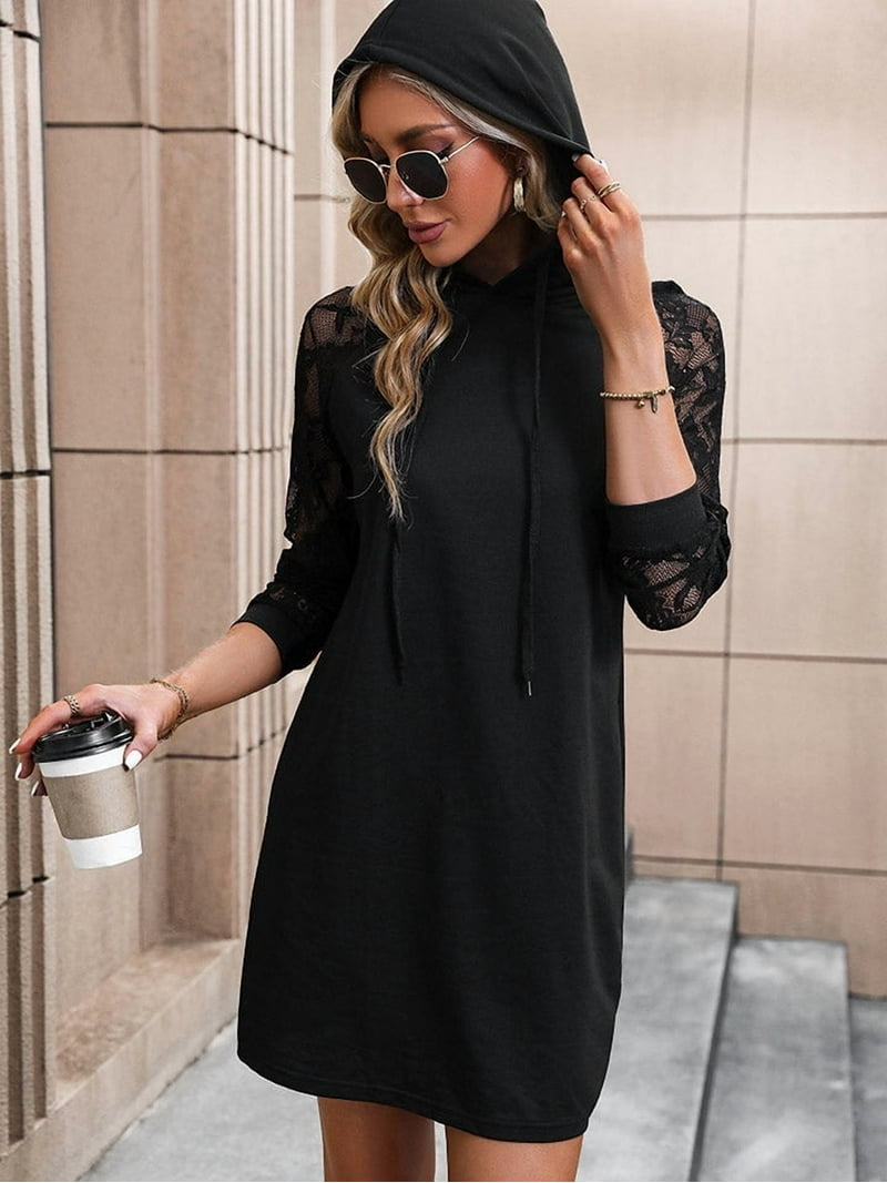 hooded mini dress 5D x Stellar Dust Cowl this mini dress is made from the softest Bamboo Baby Terry Spandex body with drawstrings along the skirt DARKER WAVS Ribbed Cutout Hooded