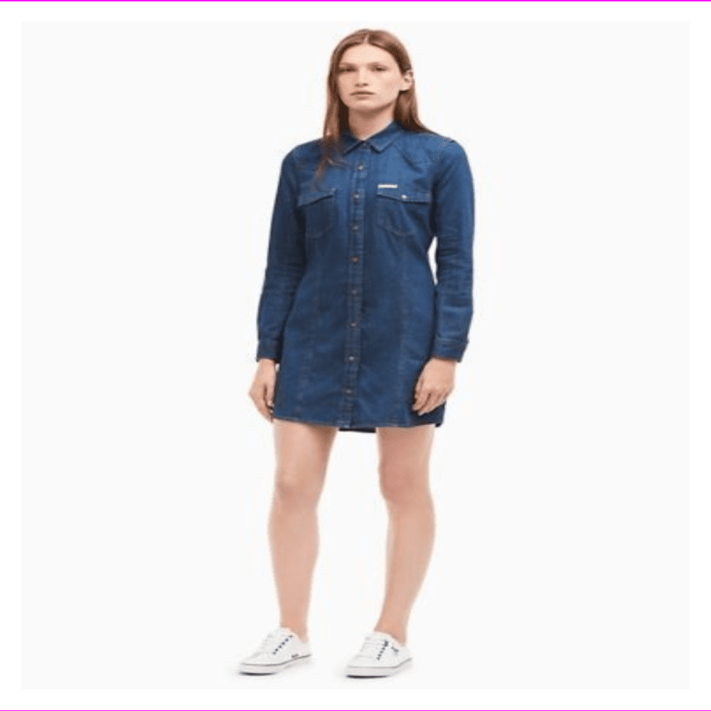 Calvin Klein Jeans Women's Button Down Denim Shirt Dress M/BLACK MD WASH - Calvin Klein Jeans Women's Button Down Denim Shirt Dress M/BLACK MD WASH -