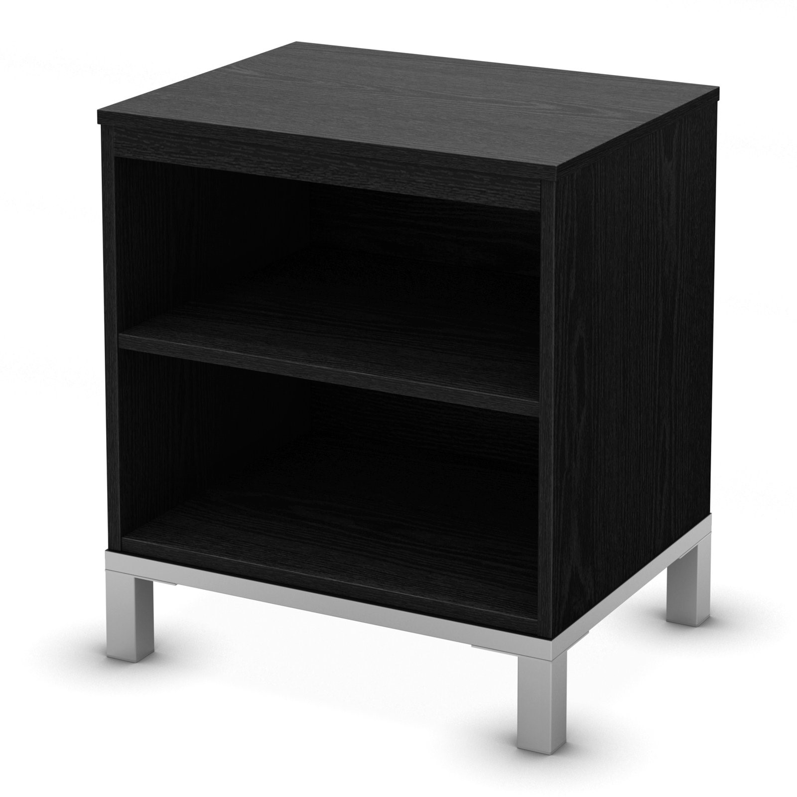 South Shore Flexible Nightstand with Open Storage, Black Oak