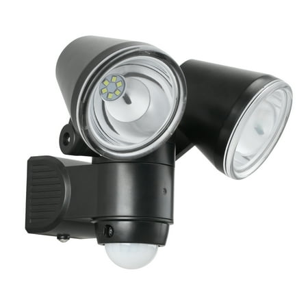 Link2Home EM-BL268B 330 Lumen LED Battery Operated Security Adjustable Dual-Head Sensor Floodlight with Photocell Technology in Black