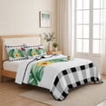 thumbnail image 5 of Quilts Twin Size Bedding Set, Black Plaid Summer Botanical Lightweight Quilted Comforter, Tropical Monstera Spring Floral Soft Bedspread Coverlet with Pillow Covers for All Season, 68" x 86", 5 of 9