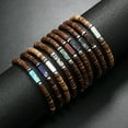 thumbnail image 4 of Nvzi Pulsera de cuentas de cáscara de coco hecha a mano para apilar, pulsera ajustable tejida trenzada hecha a mano -Q, 4 of 5