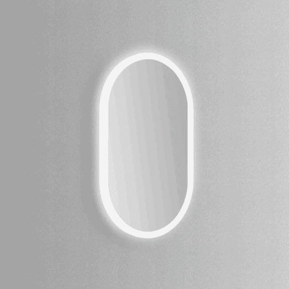 Modern Mirrors Altair Pill Illuminated Vanity Mirror with Frosted Diffused Lighting, Oval Makeup Mirror with Aluminum Frame