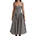 thumbnail image 1 of Robe Corset pour Femmes Élégante à Bretelles Robe Midi Fluide Ourlet Plissé Décolleté Plongeant Robes de Bal Robe Bustier Carreaux Rouges TG, 1 of 8