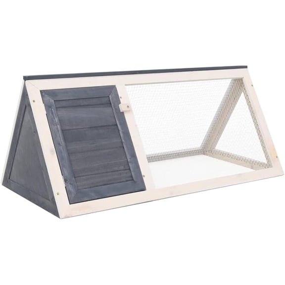 Bopdu Wood Rabbit Hutch, Cage Bunny House, Wooden Deluxe Chicken Coop Pets Cage for Small Animals Outdoor Indoor Gray