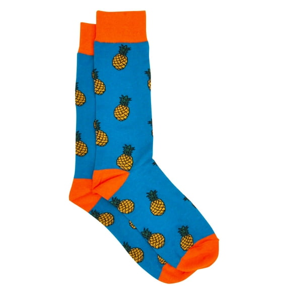 Men's Pineapple Tropical Socks Size 10-13 Turquoise Orange