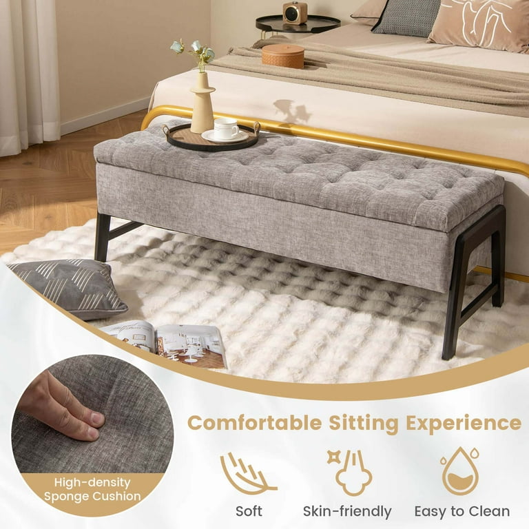 Costway Tufted Ottoman Bench Modern Storage Bench with High
