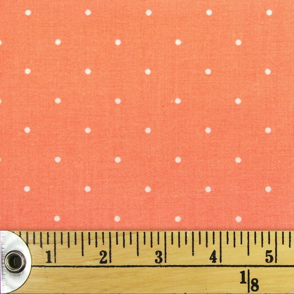 Fabric Creations Coral with White Polka Dots Fat Quarter Pre-Cut Fabric - 18" x 21" / 45cm x 53cm