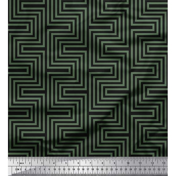 Soimoi Modal Satin Fabric Square & Spiral Geometric Print Fabric by the Yard 42 Inch Wide