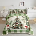 thumbnail image 2 of Christmas Holiday Comforter Set King,Xmas Tree Bedding Comforter Sets Winter Christmas Red Cardinal Bedding Set Adults,Green Checkered Grids Quilt Duvet Christmas Home Decor, 2 of 6