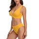 thumbnail image 2 of Trajes de baño para mujer Traje de baño de dos piezas Poliéster Correa ancha Triángulo Cuello en V Traje de baño con bandas Amarillo M, 2 of 6