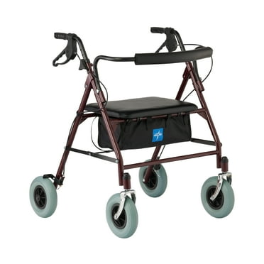 Medline Bariatric Heavy Duty Steel Rollator Supports up to 500 lbs, Strong, Comfortable Rolling Walker with 8 inch Wheels