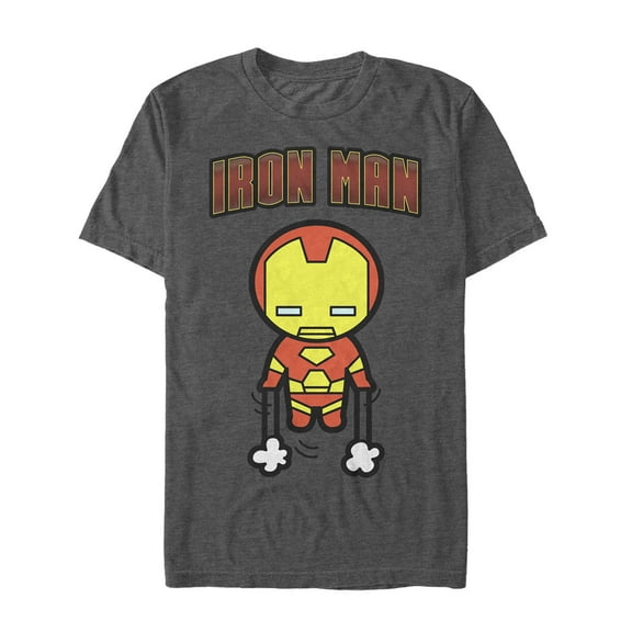 Men's Marvel Cartoon Kawaii Iron Man Flight  Graphic Tee Charcoal Heather X Large
