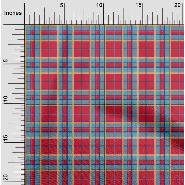 oneOone Viscose Chiffon Fabric Madras Check Printed Craft Fabric BTY 42 Inch Wide