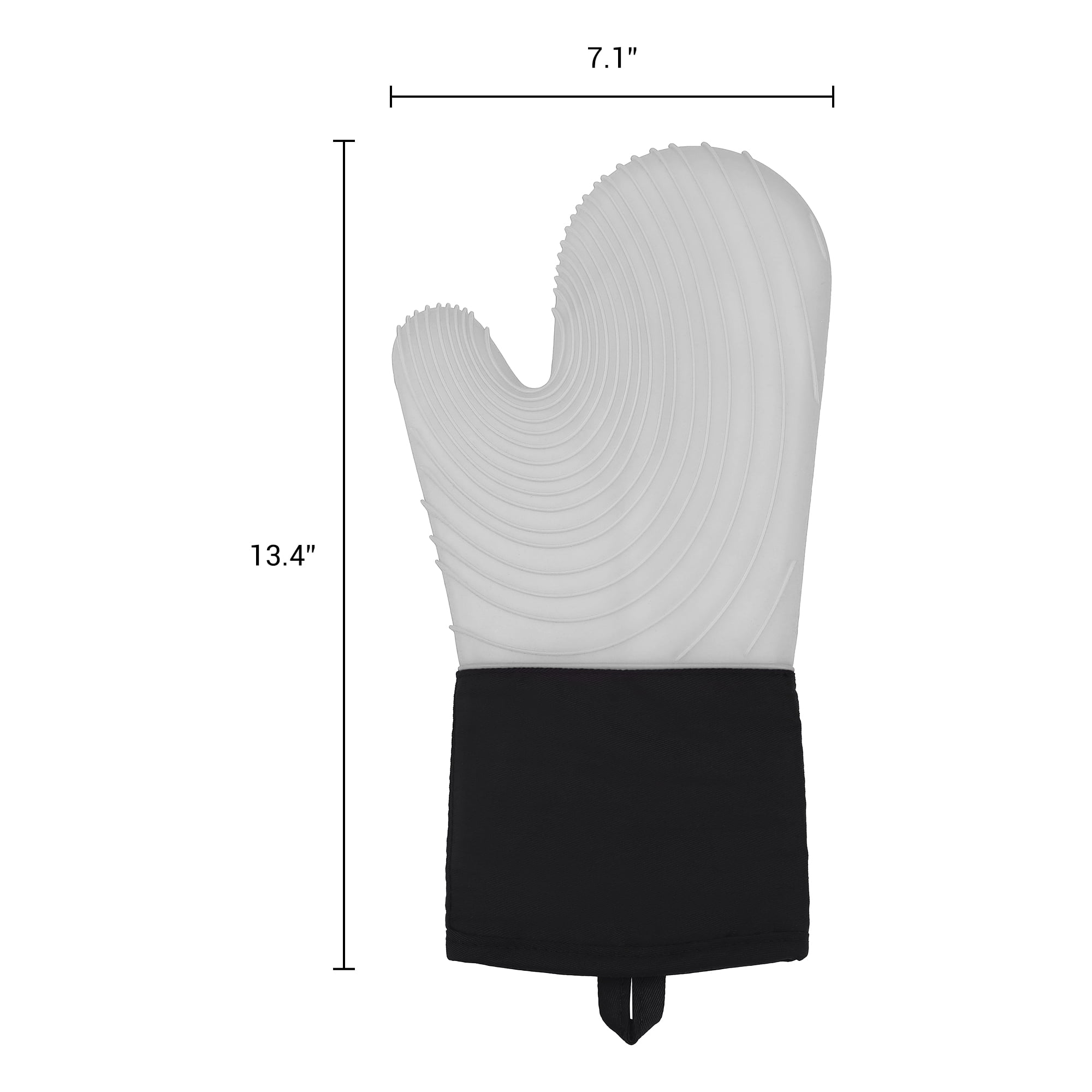 REGALWOVEN Soft Silicone and Cotton Oven Mitts, Heat-Resistant Cooking Gloves, Gripping for Baking, Kitchen Mitts Set of 2 Gray 13.4x7.1inch