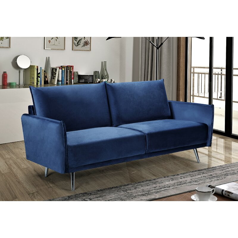 Mylinda Velvet 72 83 Wide Square Arm Sofa Walmart Com Walmart Com