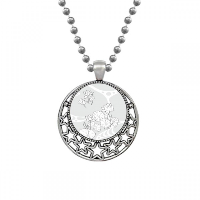 Planta de flor de hoja de loto, flor de loto River Collares Colgante Retro Moon Stars Jewelry Unbranded M