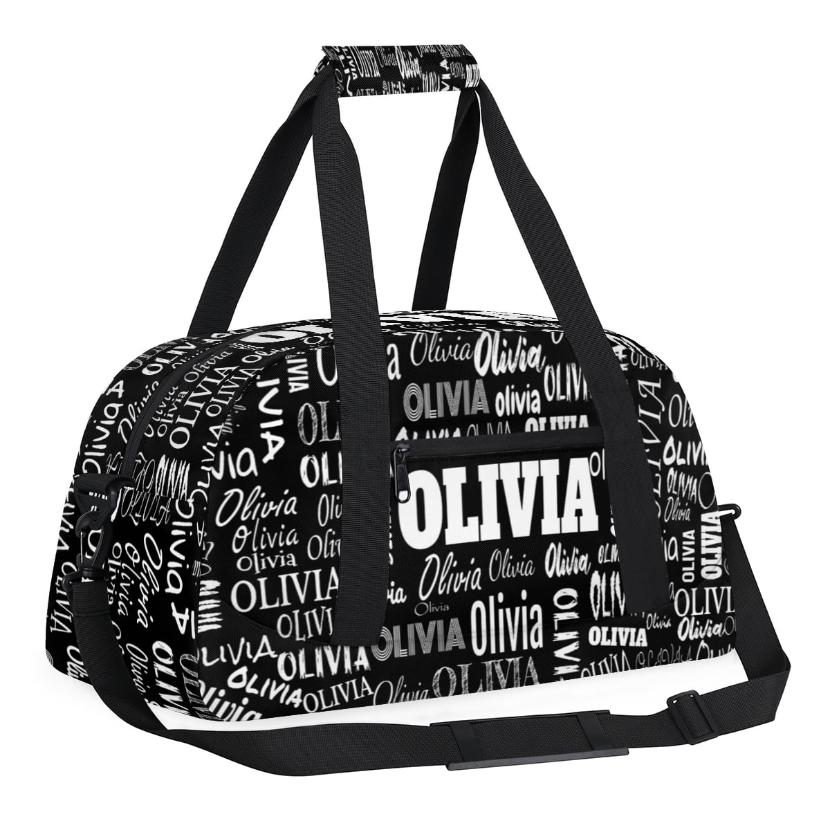 Personalized Names Sport Duffle Bag Kids Teens Travel Weekender Lightweight Bags, Black