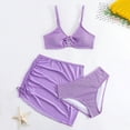 thumbnail image 4 of SHenli Girls Swimsuits Ruffle Bikini Sets for Girls Spaghetti Strap Tankini with Shorts 3 Pieces Cut Out Girls Bathing Suit Purple 9-10 Years, 4 of 5