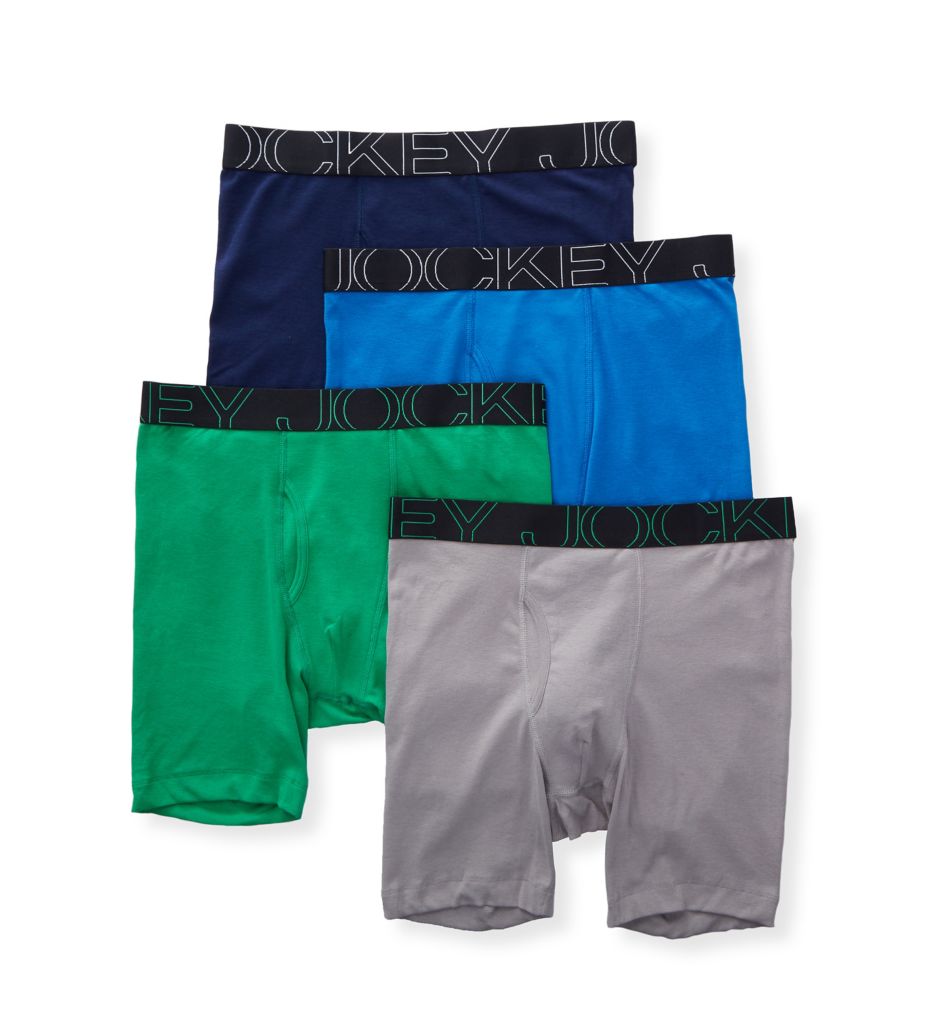 Men's Jockey 9066 Active Blend Tag Free Midway Boxer Briefs 4 Pack