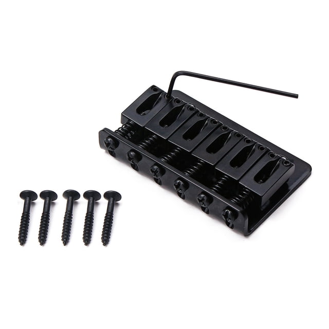 Wosthever Guitar Bridge Set with Screws and String 65mm Saddle Tailpiece Wrench Learning Part Replacement Metal 6 Beginners Professionals Type3