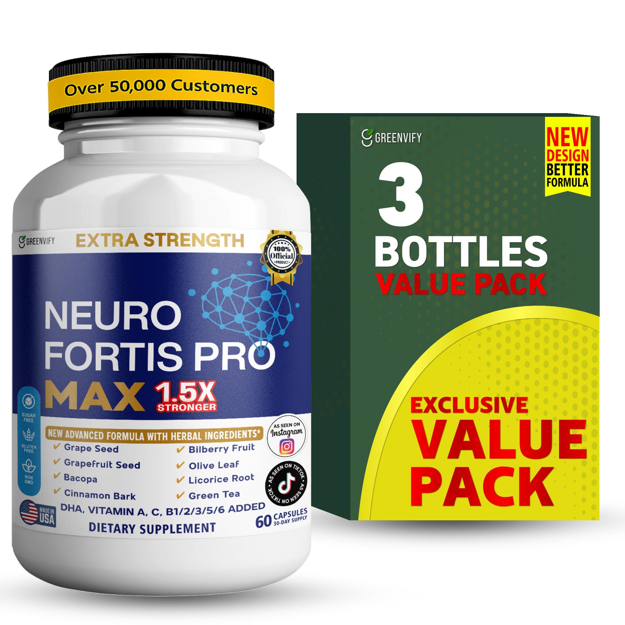 GreenVify Neuro Fortis Pro Max Dietary Supplement Capsules