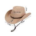 thumbnail image 2 of Gustave Straw Cowboy Hat for Women Men Western Cowgirl Sun Hat Wide Brim Summer Beach Hat with Windproof Chin Strap - Beige, 2 of 7