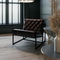 thumbnail image 3 of Merrick Lane Bomber Jacket Faux Leather Modern Lounge Chair With Tufted Seating and Black Metal Frame, 3 of 15